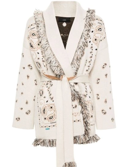 Affordable Women cardigan paisley-jacquard frayed Alanui 0328